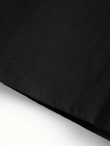 Camiseta Casual de Manga Corta para Hombre con Estampado de Letras Atrevidas - Cuello Redondo, Ajuste Regular y No Transparente para Verano y Deporte - Negro - Ver 5