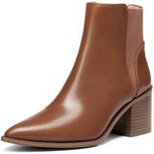 New Women's Elegant Ankle Boots, Pointed Toe Ankle Boots, Elastic Chunky Heel Slip-On Chelsea Boots - Nâu đỏ - Xem 1