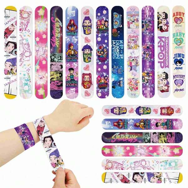 12pcs Hot Korean Anime Merchandise, Korean Anime Party Party Small Gifts, Small Surprises, High Appearance Cartoon Cute Party Small Gifts, Pop Rings, Wrist Decorations, Give To Friends And Family, High Appearance Small Gifts,Christmas Stocking Fillers,Christmas Gifts,Christmas,Christmas Decorations,Stochastic Style