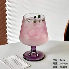 紫色高脚玻璃杯，鸡尾酒杯，咖啡杯，果汁杯，气泡水杯，饮料杯，鸡尾酒杯。紫色高脚玻璃杯，高端家用玻璃杯，适合女性，可盛装果汁、气泡水、鸡尾酒等。 - 紫色 - 查看 11