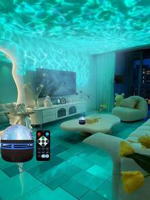 Multicolored Water Ripple Projection Lamp, USB Plug-In - LED Table Lamp, With Remote Control And Adjustable Light Button - Starry Night Design, Suitable For Bedrooms, Game Rooms, Stage Decoration - Valentine's Day, Halloween, Game Night Light, Bedroom Atmosphere Lamp, Polished Surface Perfect Gift - Multi-color light - View 1