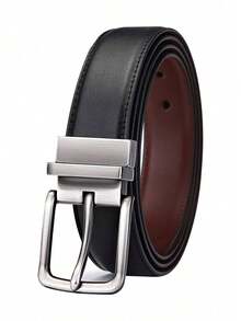 1条新款男士正装纯色皮带，柔软皮革，设计师手工制作，休闲商务两用，适合搭配西裤，秋季、万圣节、秋冬季配饰，适合青少年、青年、男士，休闲、户外、运动、度假、毕业礼物、生日礼物、日常穿着 - 彩色 - 查看 4