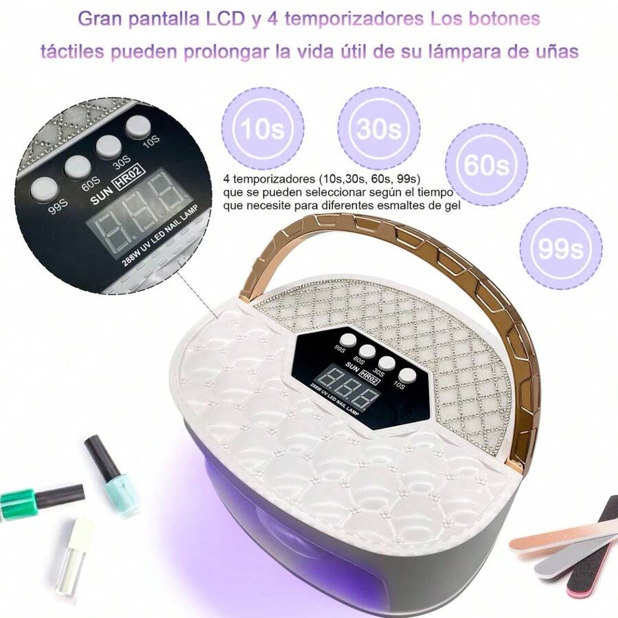Lámpara/LED para Uñas 48W: Curado Rápido, 3 Modos de Tiempo, Protección Anti-, para Uso en Casa y Salones - Por defecto - Ver 1