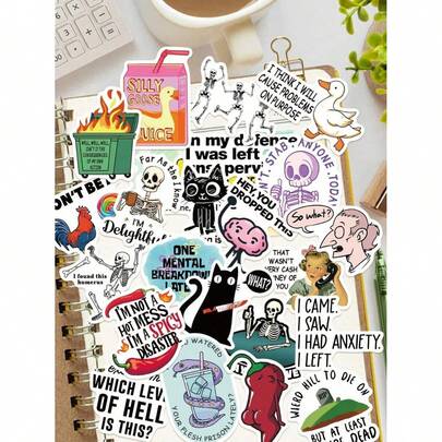 Personalized DIY Decorative Stickers 50 Cute Cartoon Creative Decorations Suitable For Mobile Phone Cases, Skateboards, Guitarists, Party Suitcases, Helmets