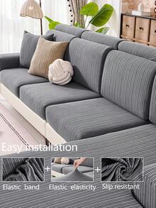 1pc Stretch Thickened Warm Sofa Cover, Non-Slip Full Coverage Sofa Seat Cover, Suitable For All Seasons, Fabric Thickened Sofa Slipcover, Machine Washable, Pet Friendly, Protects Sofa, Adjustable For Corner Sofa, Applicable To Bedroom, Office, Living Room Combination And L-Shaped Sofa Blanket And 1/2/3/4 Seat Covers - Dark Grey - View 7