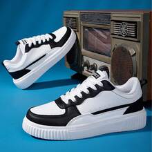 For Everyday Comfort Womens Shoes Color Block Casual Sports Lightweight And Breathable Spring Autumn Chunky Shoes Tennis White Shoes Sneakers Outdoor Office Work Walking Travel Sport - Đen và trắng - Xem 5