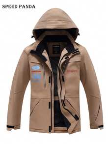 SPEED PANDA 1 Piece Unisex Waterproof And Windproof Thermal Snowboarding Jacket, Stay Warm And Dry,Long Sleeve Comfortable Outdoor Hooded Jacket For Mountaineering Hiking Snowboarding, Unisex Outdoor Clothing, Men's And Women's Activewear(Excluding Accessories) Ski Outfits Winter Sports - Khaki - View 6