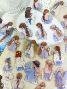 30 pièces/paquet Autocollants silhouette de fille vintage, autocollants décoratifs pour scrapbooking, journal, album photo, fournitures scolaires DIY - Multicolore - Voir 9