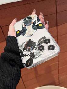 1pc Cute Cow Printed 2D Pattern Fashionable High-End Cartoon Cow Design Suitable For Coworkers, Friends, Family, Couples, Birthday, Holiday Gifts, Transparent Soft Case With Full Protection Compatible With IPhone 17/16/15/14/13/12/11/Pro/ProMax/X/XR/XS/XSMAX/7/8/PLUS And Models,Suitable For IPhone 17 Air - 無色 - 查看 4