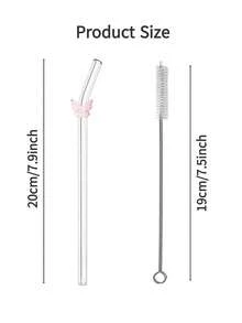 1/2/4/6/8 Piezas Conjunto de Pajitas de Vidrio Reutilizables con Decoración de Corazón Rosa, Pajitas de Vidrio Curvas Claras y Lindas con Cepillo de Limpieza, para Vasos de Agua, Accesorios de Cocina, Decoración de Pajitas, Bebidas Frías, Leche, Té, Café, Batidos, Cocinas, Restaurantes, Fiestas de Cócteles, Regreso a Clases, Regalos Divertidos para Novias/Novios, Padres, Amigos, Suministros Navideños, Año Nuevo, Día de San Valentín. - Rosa D - Ver 5