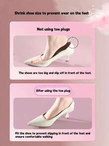 1双女士可调节鞋垫，防摩擦前脚掌垫，透气吸汗，半码鞋垫，适用于高跟鞋和尖头鞋 - 黑色 - 查看 6