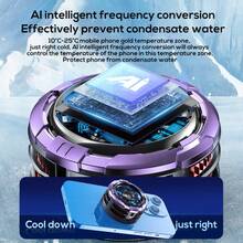 MEMO品牌磁吸式手机散热器，CX08 AI型号，通用手机散热器，带可拆卸手柄，AI智能温控，便携式RGB散热风扇，兼容/安卓/平板电脑/iPad（适用机型： 12及以上） - 彩色 - 查看 5