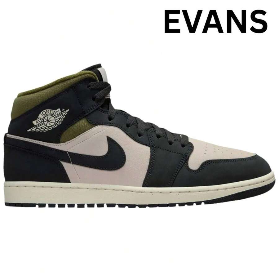 Nike Air Jordan 1 Mid SE Off Noir Medium Olive HV4091-102 Men Fashion Sneakers New - Off Noir 中等橄欖 - 查看 1
