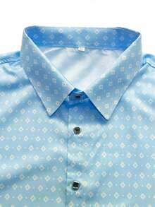 Áo sơ mi nam dài tay họa tiết chấm bi và kẻ caro thường ngày mới - Màu xanh nhạt - Xem 5