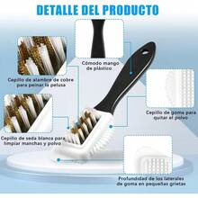 TendenciaShoe Care Deluxe Cepillo de Ante, Cepillo de Gamuza y Borrador de Gamuza para Zapatos y Botas, Cepillar Los Zapatos para Abrigos, Chaquetas, Cepillo de Limpieza de Gamuza 4 Lados Shoe BrushCalidad premium - 1 - Ver 3