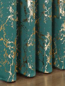 1pc/Set High Precision Gold-Plated Curtain With Baroque Pattern, Suitable For Living Room/Bedroom/Balcony/Hotel/Office/Bar/Outdoor Queue, Top Grommet Style Curtain, Easy Installation - Dark Green Gold - View 7
