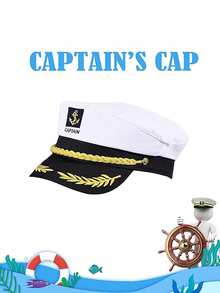 1顶男女通用刺绣船长帽，制服道具船长帽，适合派对配饰