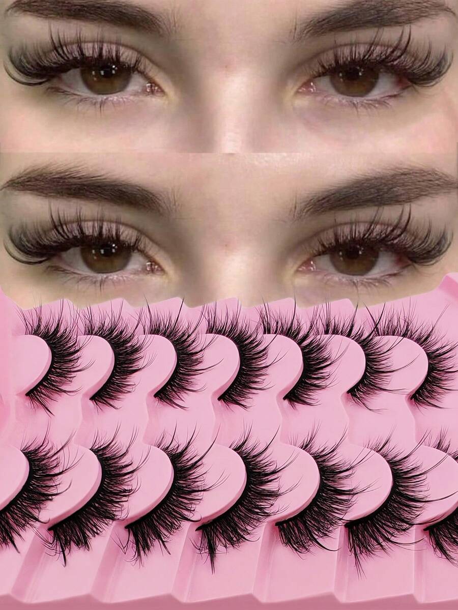 7 Pairs Fairy Strip Lashes Wispy Faux Mink Lashes Natural Look Eyelashes Volume Lash Extensions Fluffy False Eyelashes 18mm Long Strip Lashes Cat Eye Eyelashes Fairy Look Strip Lashes,Lashes,Eyelashes,Fake Lashes - Cat Eye Lashes - View 1