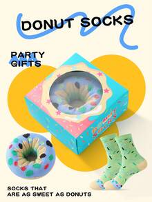 Vớ CREATOR SOCKS 1 đôi, nhiều màu, dài đến bắp chân, quà tặng cho cặp đôi unisex, hộp quà, vớ mềm mại họa tiết bánh donut độc đáo, thiết kế sáng tạo lấy cảm hứng từ thực phẩm, thoải mái và đa năng, thích hợp cho sinh nhật, Ngày Valentine, Lễ Phục sinh, Ramadan, hẹn hò, họp mặt gia đình, tiệc tùng và ngày lễ. - Nhiều màu - Xem 2