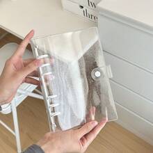 A6 拡大透明グリッター PVC ルーズリーフシェルカラークリップナローバージョンルーズリーフブック 3inch 6inch Guka ブック小さなカード収納 - ダスティブルー - チェックする 16