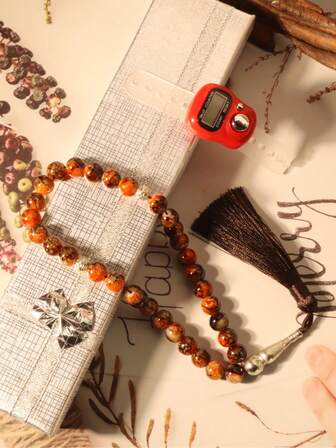 1pc Set Of 33 Beads Rosary Prayer Beads, Glass Bracelet Rosary Beads