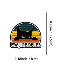 1pc Enamel Alloy Black Cartoon Cat Brooch Pin, Backpack Decor - Cat - View 7