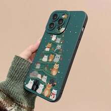 A Black Phone Designed With A Tree, Lights, And Snowflake Patterns, Featuring Shockproof Lens And A Matte That Resists Fingerprints, Suitable IPhone17/IPhone17/IPhone17 Pro/IPhone17 Pro/16 Pro/15 Pro/14 Pro/13 Pro/12 Pro, Christma Phone With,, Tree Phone, Phone Cover, Phone, Handy Cover, - Negro - Ver 2