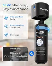 Waterdrop Sistema de filtro de agua debajo del fregadero 10UA, conexión directa al grifo de la cocina, alta capacidad de reducción de cloro de 30,000 litros, tecnología de EE. UU. - Negro - Ver 5
