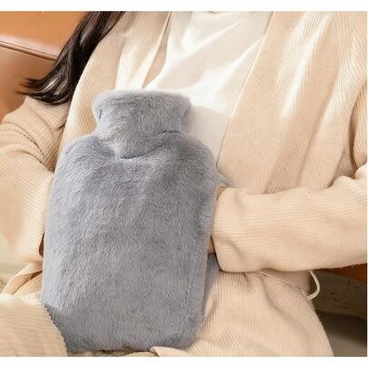 Neue doppelseitige Wärmflasche imitiert Kaninchenfell große Handwärmer PVC Wärmflasche gefüllt mit Wasser für Frauen Bauchwärmer und Fußwärmer