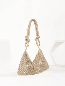 Lightweight,Business Casual Rhinestone Decor Bucket Bag Mini Drawstring Design, Clear Bag Faux Pearl Bag Evening Bag,Dinner Bag Glamorous,Elegant,Exquisite,Quiet Luxury Rhinestone For Party Girl,Woman,Bride Perfect For Party,Dinner/Banquetchristmas Party Dress, Perfectly Matching With Bridal Party, Best Choice Elegant Bag For Bridal Shower,For Bridal Shower, Clutch Bag For Wedding, Party Bags,Perfect For Party Wedding Prom Dinner/Banquet Matching With Holiday Party Dress Evening Dress & Sequin Dress,Shiny Leather Box-Shaped Evening Clutch, Fashion Luxury Formal Party Handbag, Suitable For Gown, Prom, Ballroom,For Gown, Ball, Party, Wedding, Bride, Bridesmaid, Birthday Dress Matching - 金色 - 查看 2