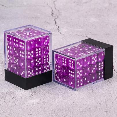 36pcs/Set Luxury 12mm D6 Dice Set - Starry Night Semi-Transparent Purple Rounded, Acrylic (PMMA) For Tabletop Games And Educational Props, Suitable For Tabletop RPG, Party Games And Interactive Games, Vibrant Colors