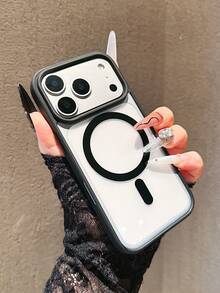 2pcs Magnetic Charging Phone Case, Pink & Black, Minimalist Matte Transparent Magnetic Charging Phone Case