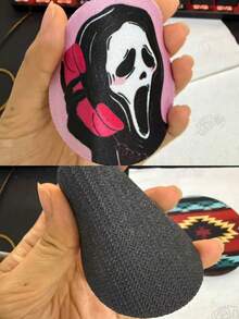 2pcs Skulls Talking On The Phone Creative And Funny Texture Car Cup Coasters Non-Slip Cup Holder Mats - Multicolor - View 3