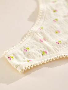 5pcs Women's Panties Set, Minimalist Cute Cotton Panties, Floral Hollow-Out Thong - Multicolor - View 10