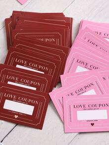 10pcs Scratchable Heart-Shaped Coupon, Handmade Valentine's Day Love Coupons, Valentine's Day Card, Greeting Card, Creative Birthday Gift (Suitable For Both Men And Women), Couple/Spouse Gift, Wedding Anniversary Gift, Mother's Day Card, Surprise Gift, Valentine's Day Gift, Party Favor, Party Game - Multicolor - View 3