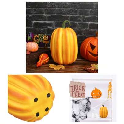Adornos De Calabaza para DecoraciN De Halloween Calabazas Artificiales De Resina Naranjas Adornos De AcciN De Gracias 19X14Cm Accesorios De Falsas