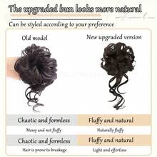 女士长胡须卷发发带假发，龙须发带，发髻造型工具，卷发发髻，自然蓬松，轻松打造双发髻 - 彩色 - 查看 3