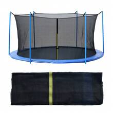 Trampoline Replacement Net For 12FT/15FT 8/6 Straight Poles Round Frame Trampolines, Safety Enclosure Net With Zipper, Hooks, Pole Cover, Blue - Blue - View 7