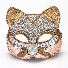 Exquisite high-end diamond-encrusted cat face mask high-end half-face fox cat mask Venice mask