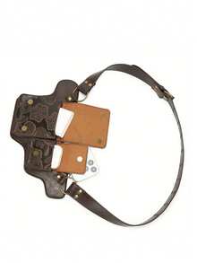 可调节腰包 - 可转换斜挎包，花卉图案，拉链和按扣闭合，人造革腰包，适合日常、正式场合和旅行 - 咖啡棕/黑色，斜挎包，日常配饰，复古风格，涤纶衬里，时尚配饰，复古设计，耐用材质，小巧手提包，时尚爱好者，送给老师、女士、女朋友和家人的完美礼物 - 彩色 - 查看 3