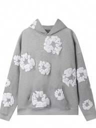 2025 New Men And Women Kapok Printed Street Style Loose Hoodie