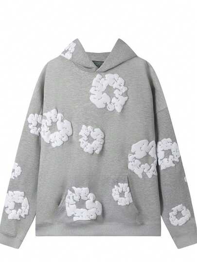 2025 New Men And Women Kapok Printed Street Style Loose Hoodie