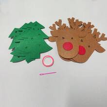 3pcs/Set DIY Christmas Tree, Reindeer, Merry Christmas Paper Pull Flags, Felt Letter Material Pull Flags, Christmas Pom Pom Party Decorations, Home Decor