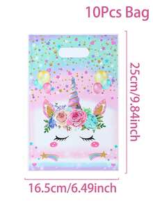 50个独角兽礼品袋，独角兽生日派对礼品包装袋，生日礼品袋，派对袋，生日礼品包装用品，生日派对用品，生日装饰，生日礼品填充袋，塑料袋，一周岁生日派对用品，派对礼物，生日快乐，宝宝派对装饰，生日装饰品 - 彩色 - 查看 10