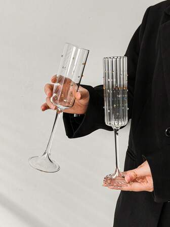 1 pieza Copa de champán de vidrio transparente con cuentas de colores, copa de champán de vidrio lujosa con forma alargada y detalles de cuentas de colores, adecuada para champán y bebidas espumosas, ideal para fiestas, bodas y celebraciones festivas