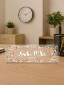 Personalized Acrylic Desk Nameplate With Succulent Floral Design,Contemporary Style Office Decor, Ideal For Bedroom, Custom Name Psychologist Office Sign For Desk, Non-Electric, Perfect For Christmas And Halloween Gifts - Multicolor - View 28