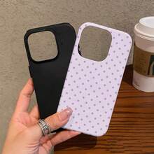 Minimalist Fashion Purple Polka Dot Phone Case For IPhone 17, 17 Pro, 16 Pro Max, 15P, 13, 11, 12, XS, 8 PLUS, 7 - Glossy 2-In-1 Design - Style 1 (1pc) - View 3