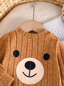 2件套新生男婴可爱小熊上衣和休闲裤套装 - 棕色 - 查看 4