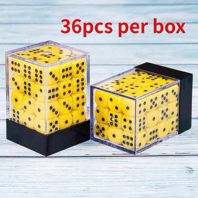 36 st/set lyxiga 12 mm D6 tärningar - gula rundade hörn, akryl (PMMA) för brädspel och pedagogiska rekvisita, lämpliga för jul, nyårsfestspel och interaktiva aktiviteter, livfulla färger