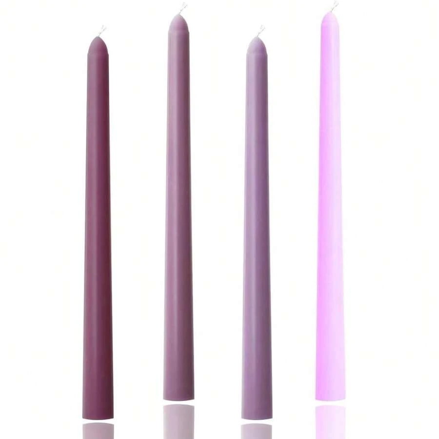 10 Inch Purple GradientTaper Candles,Set Of 4 Tapered Candle, Tall Candlesticks,Conical Stick Candles,Less,For Home Dinner, Party, Wedding, Halloween, Christmas (Purple Series, 10inch){Inchcolor_nameinch:InchPurpleseriesinch,Inchsize_nameinch:Inch10inchinch} - 紫色系列 - 查看 1